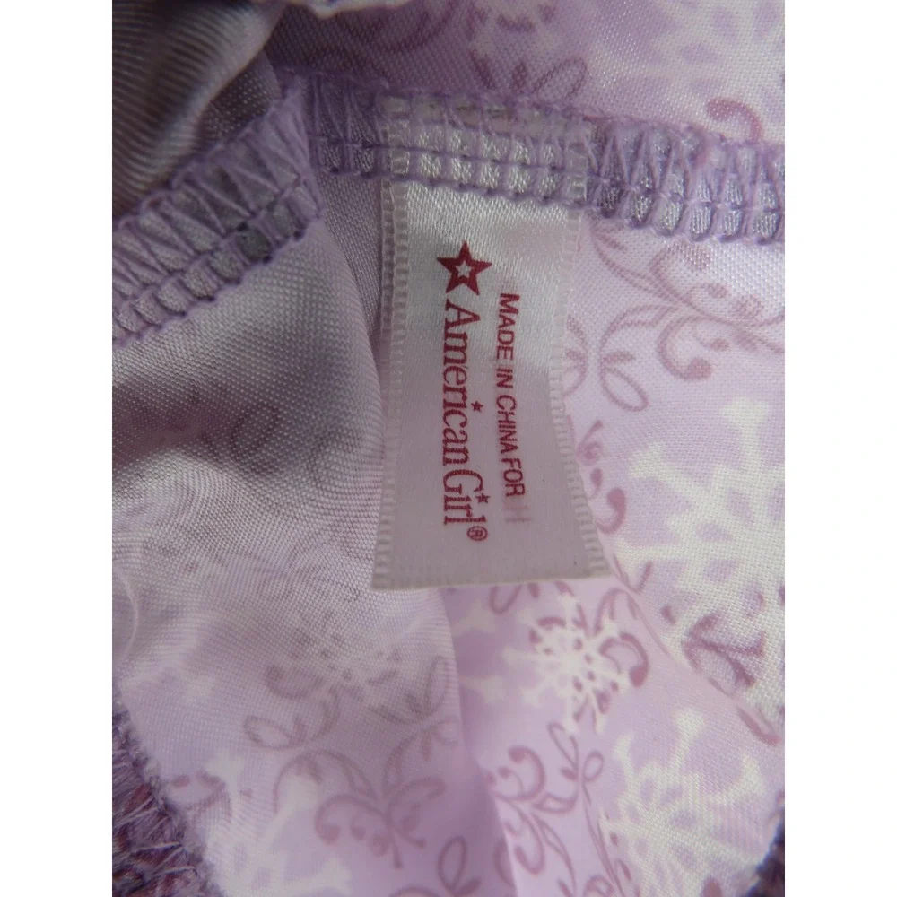 American Girl Purple Snowflake Pajamas Set Ribbed Top Satin Pants 18 Inch Doll